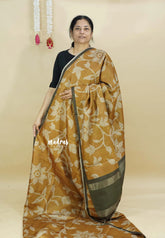 Golden Yellow - Sundari – Premium Kota Tussar Silk Saree with floral prints body